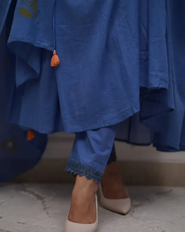 Biba Blue Look Beautiful And Elegant In Our Best Cotton Anarkali Set.