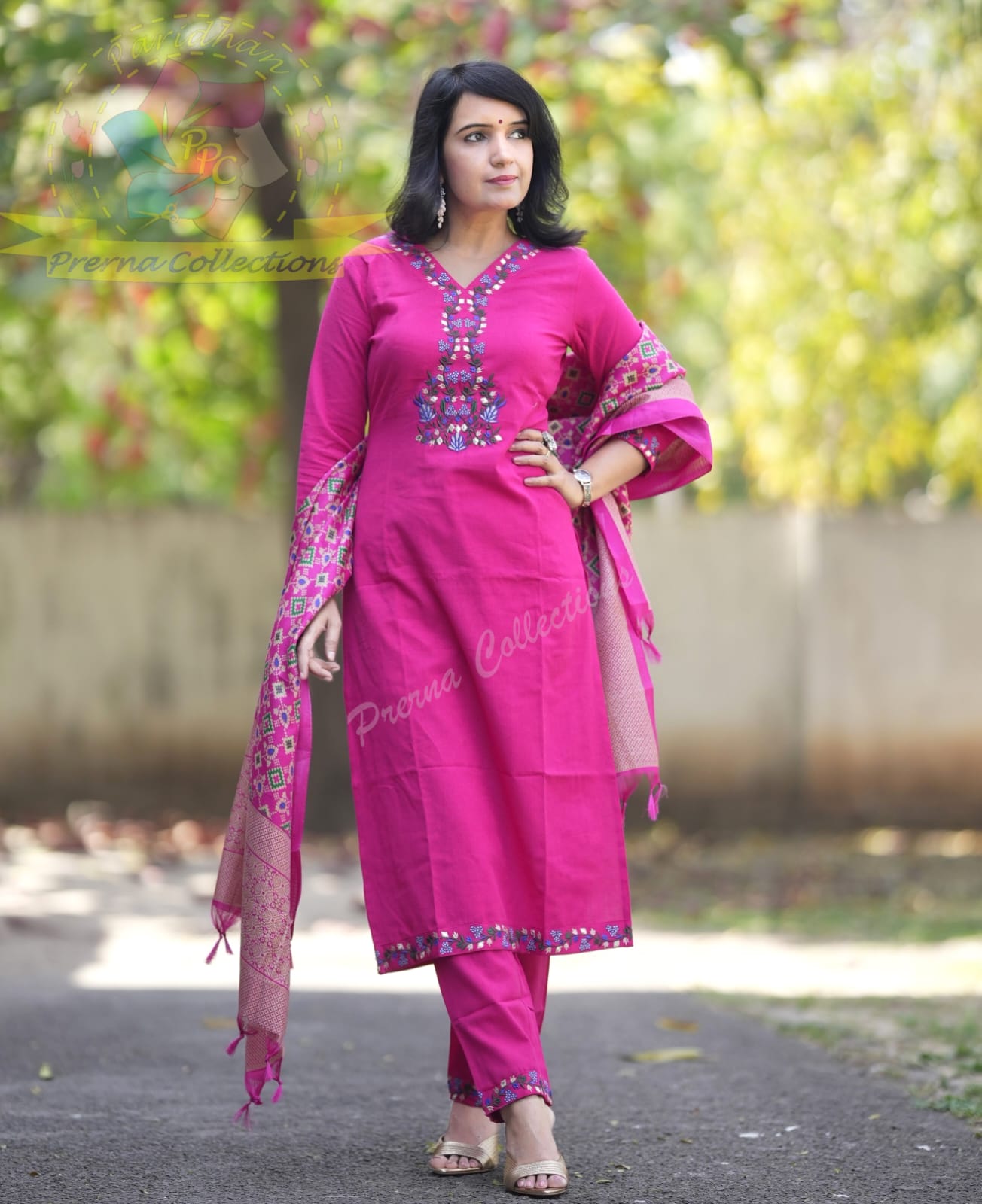 Biba Beautiful Premium Gajji Silk Kurta With Embroided Neck Line And Yoke