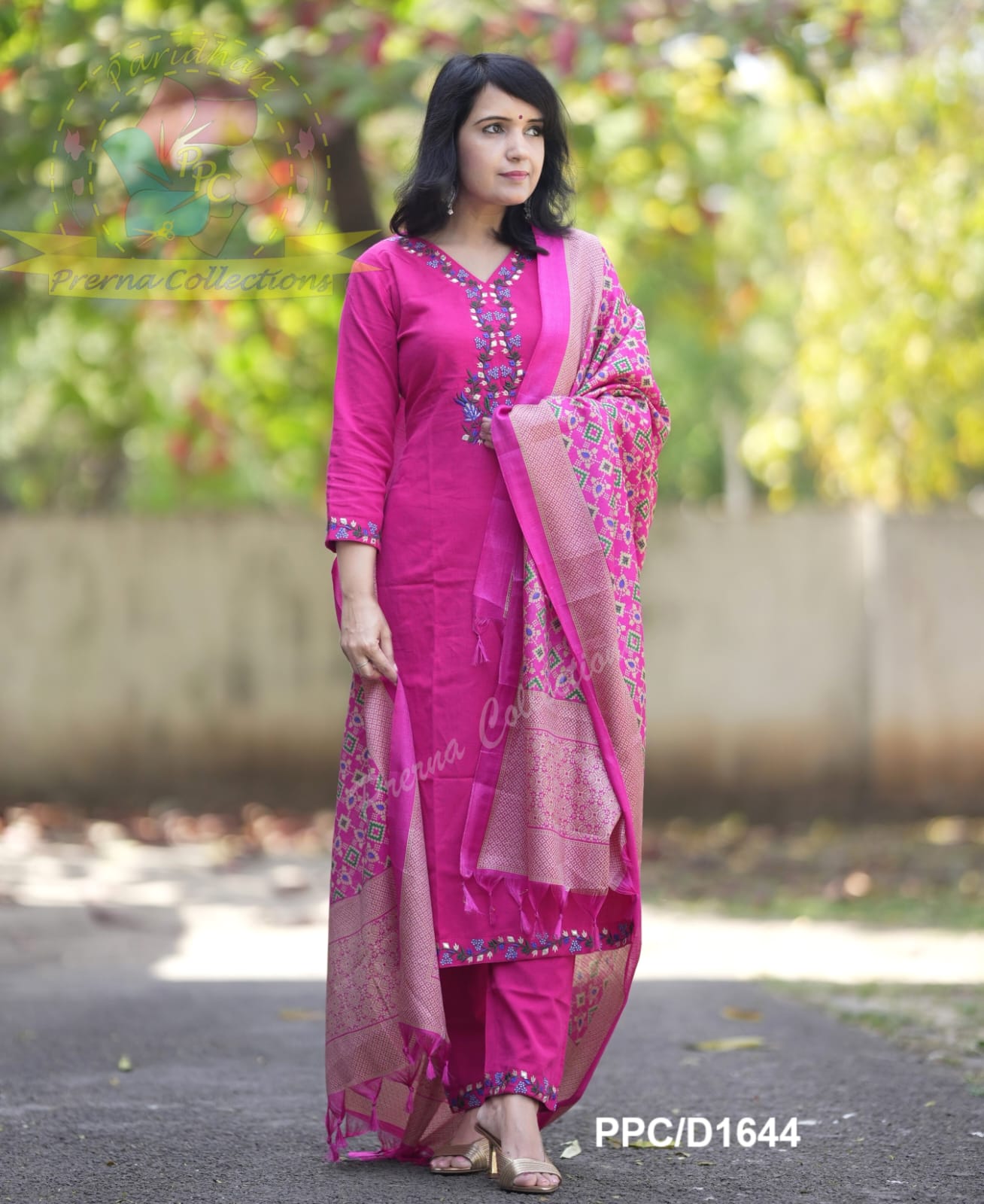 Biba Beautiful Premium Gajji Silk Kurta With Embroided Neck Line And Yoke