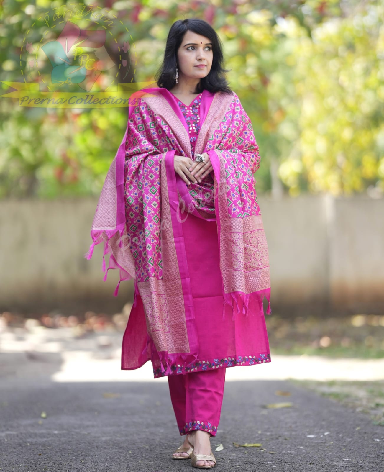 Biba Beautiful Premium Gajji Silk Kurta With Embroided Neck Line And Yoke
