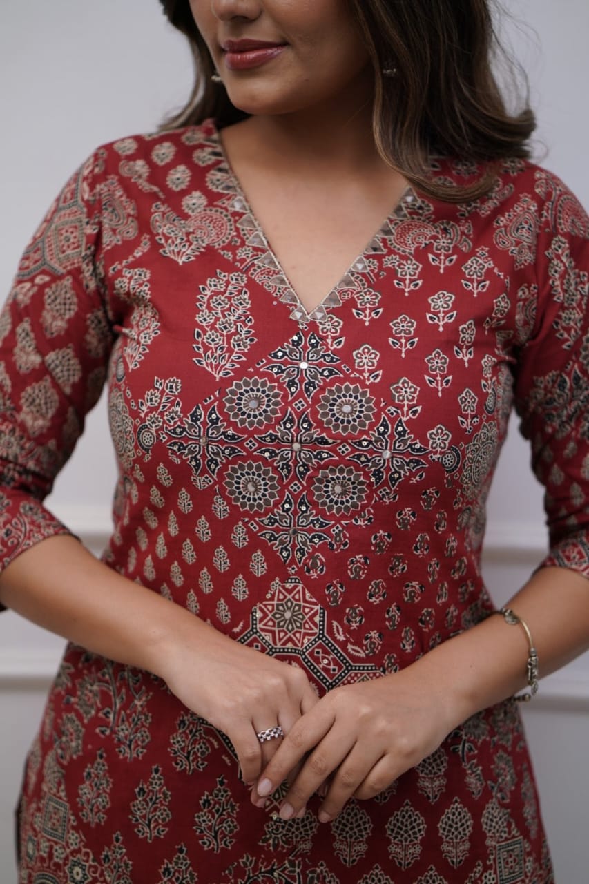 Easy Breezy Summer Cotton Maroon Cord Set