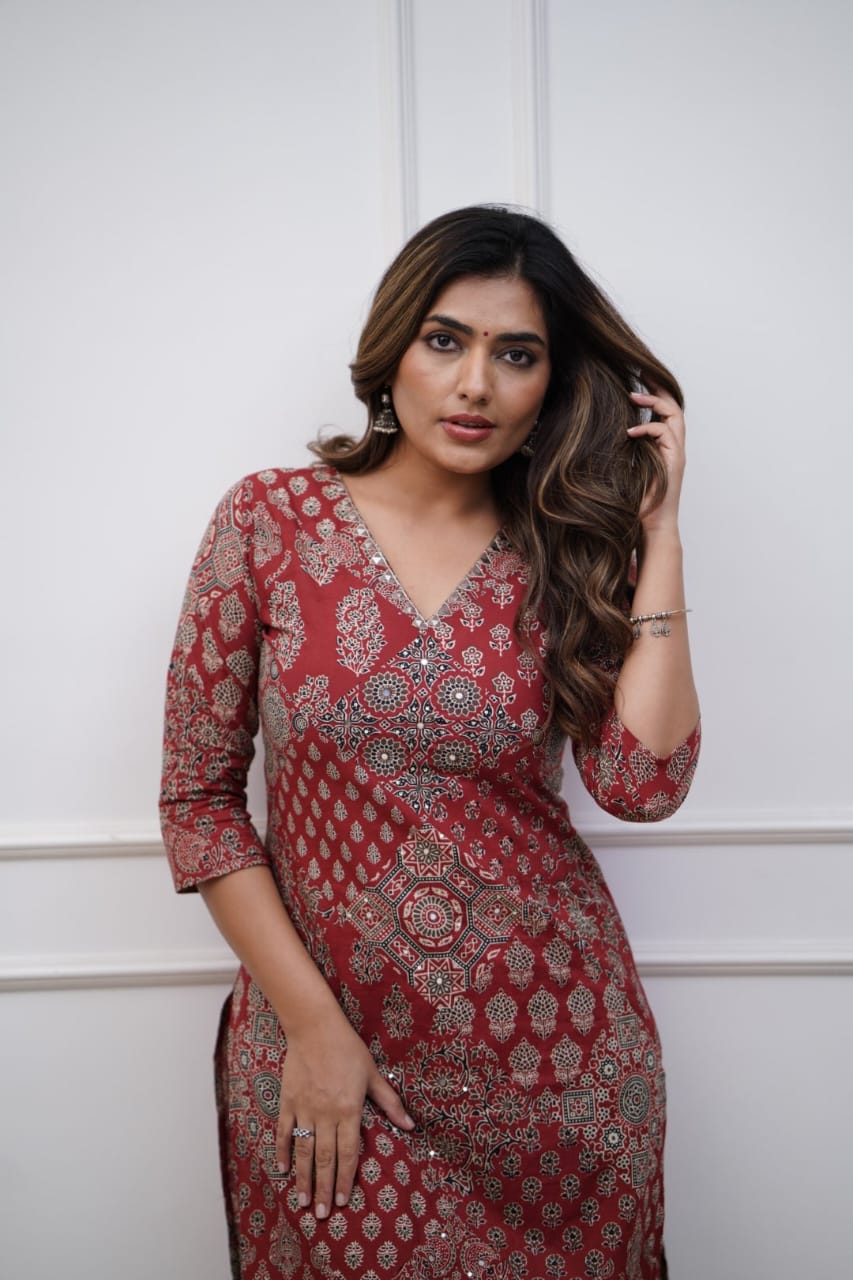 Easy Breezy Summer Cotton Maroon Cord Set