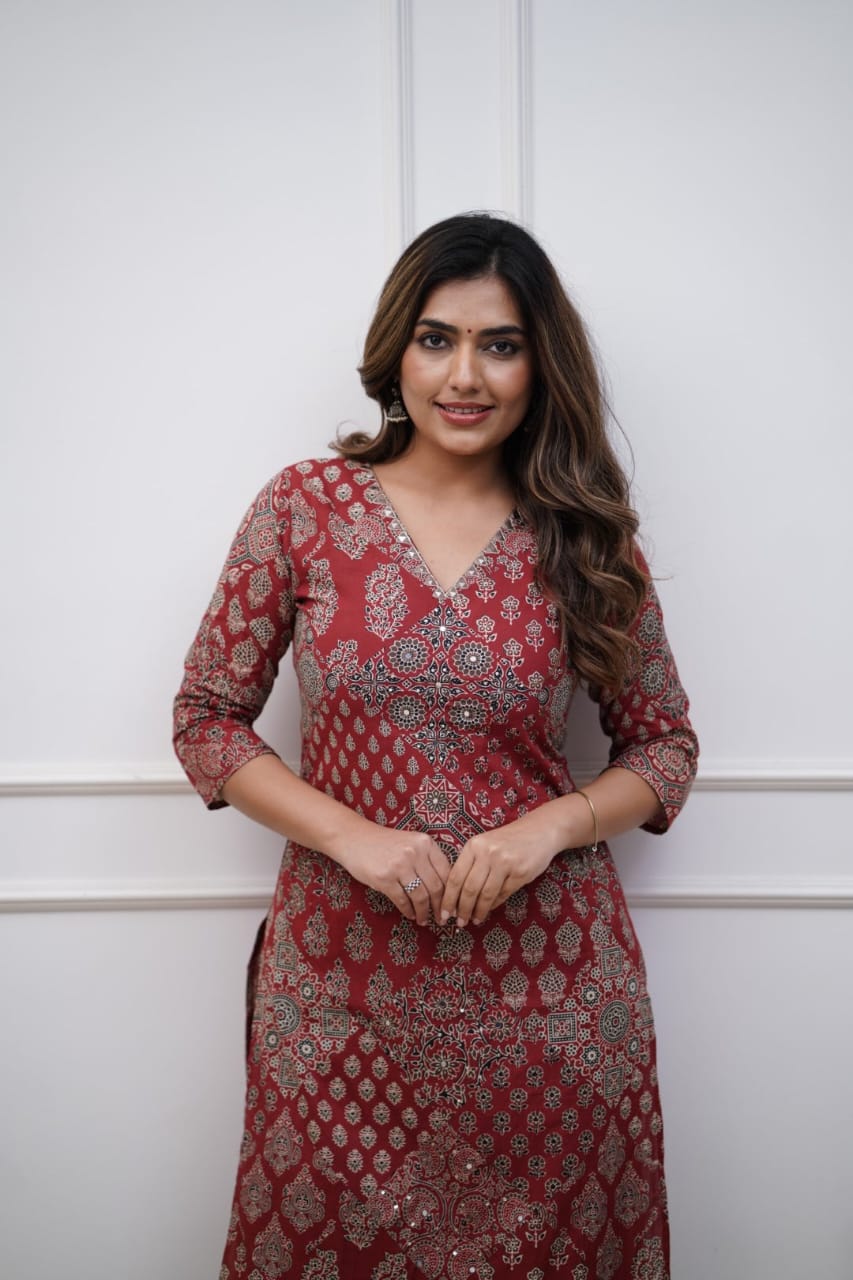 Easy Breezy Summer Cotton Maroon Cord Set