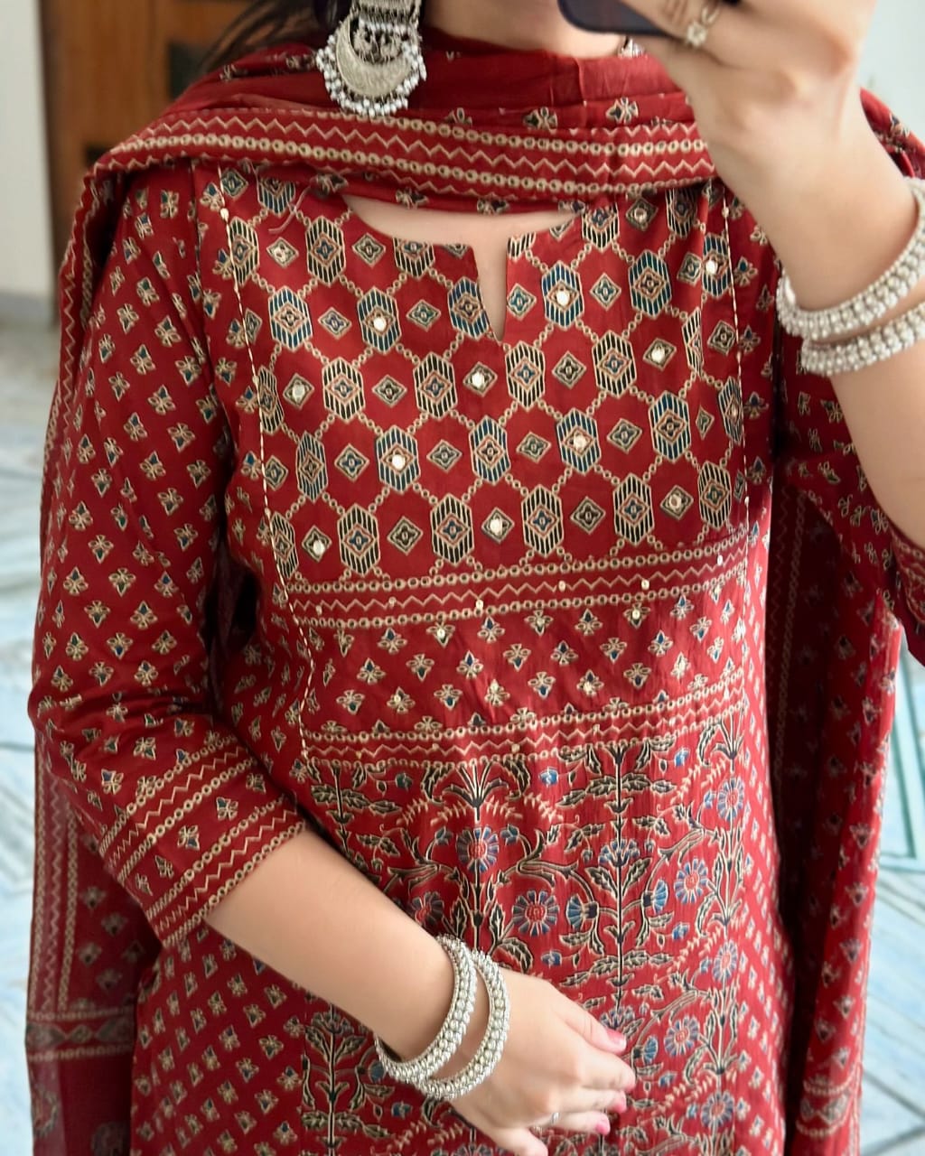 Women Ethnic Motifs Printed Regular Kurta With Trousers And With Dupatta Set