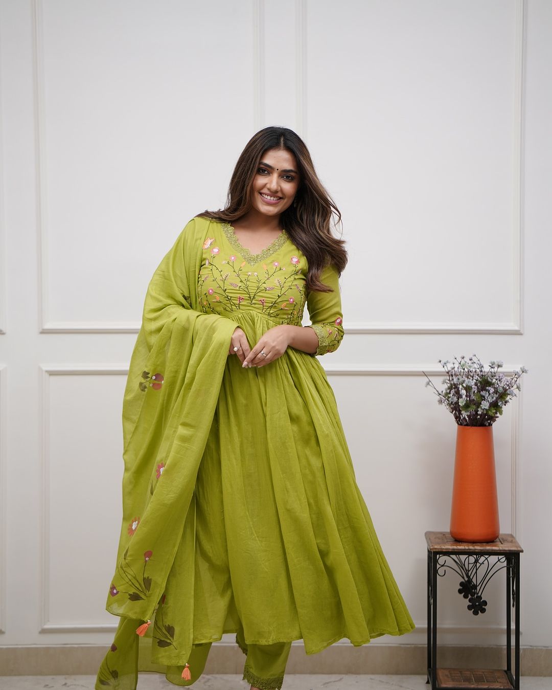 Biba Green Look Beautiful And Elegant In Our Best Cotton Suit Set.