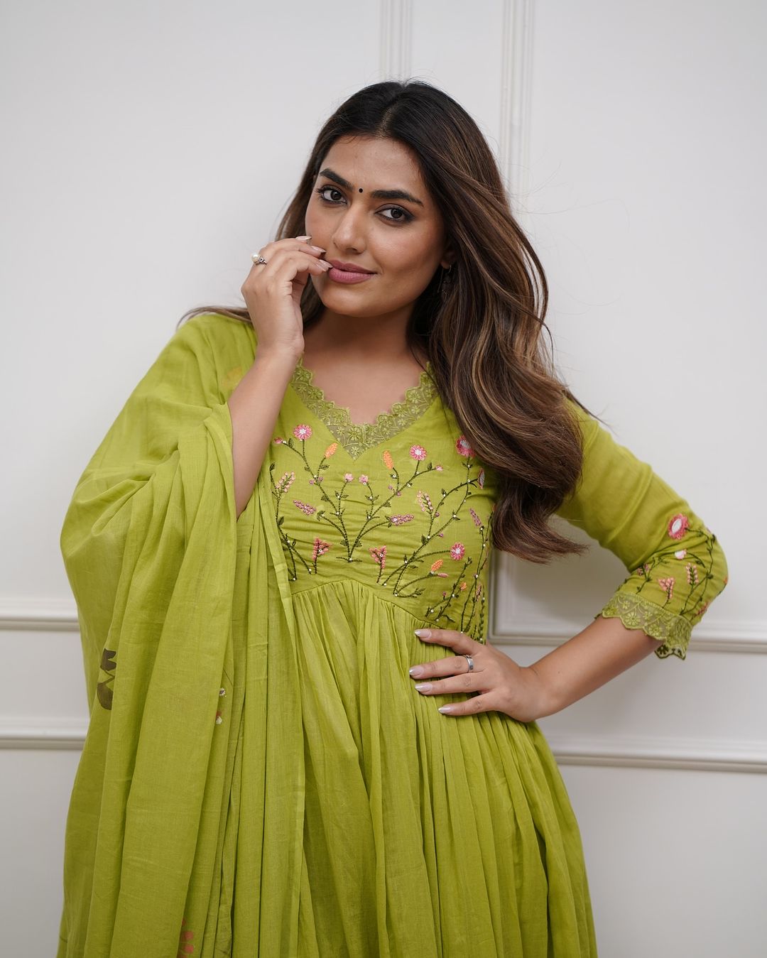 Biba Green Look Beautiful And Elegant In Our Best Cotton Suit Set.