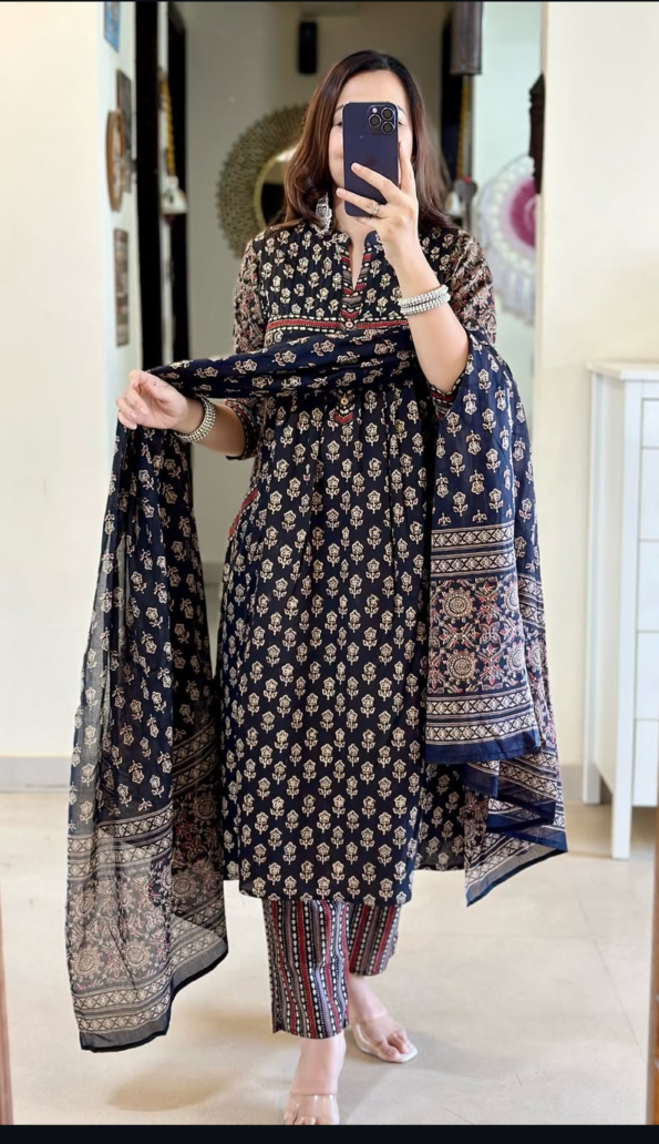 Beautiful Blue Kurta With Pant Dupatta Set