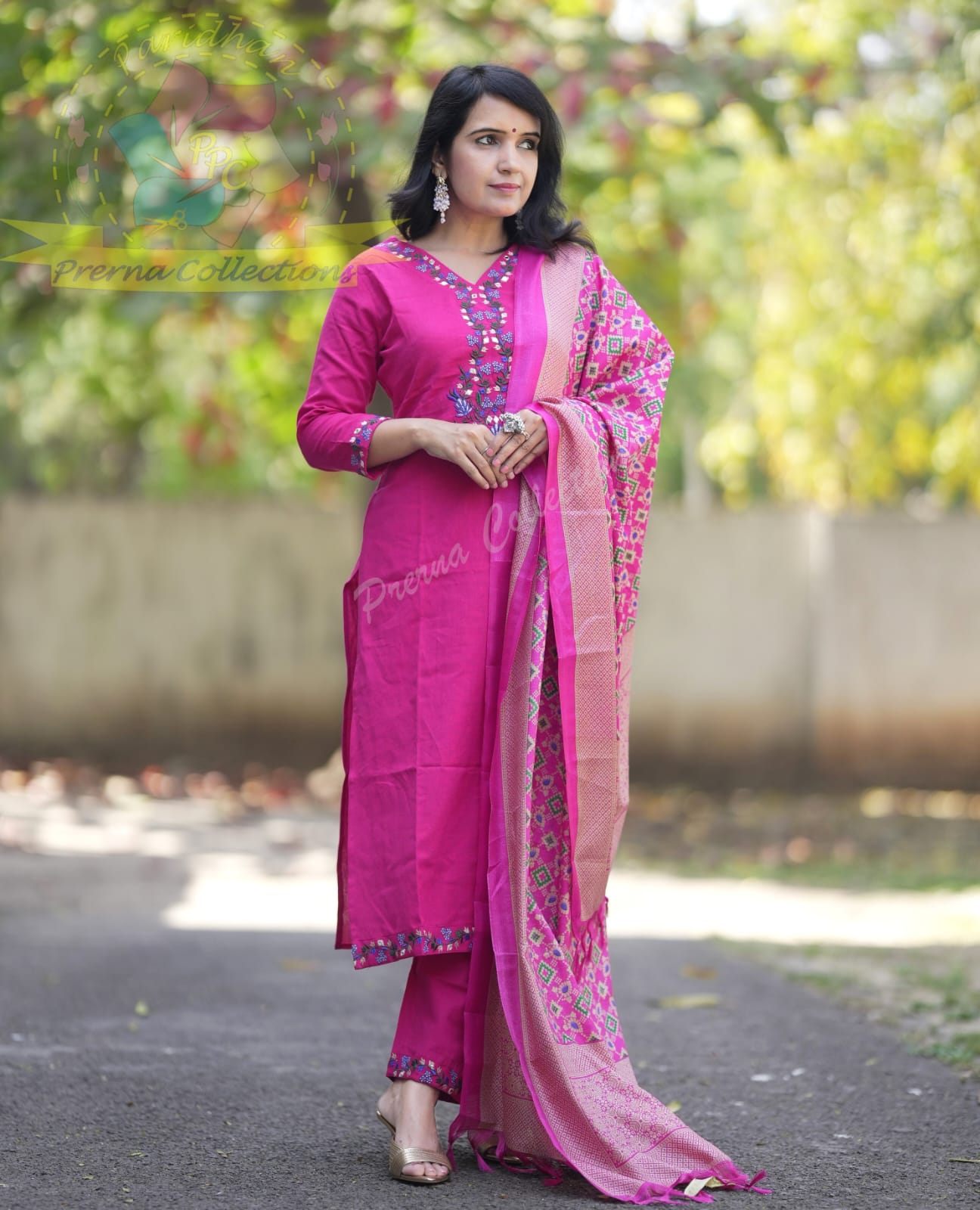 Biba Beautiful Premium Gajji Silk Kurta With Embroided Neck Line And Yoke