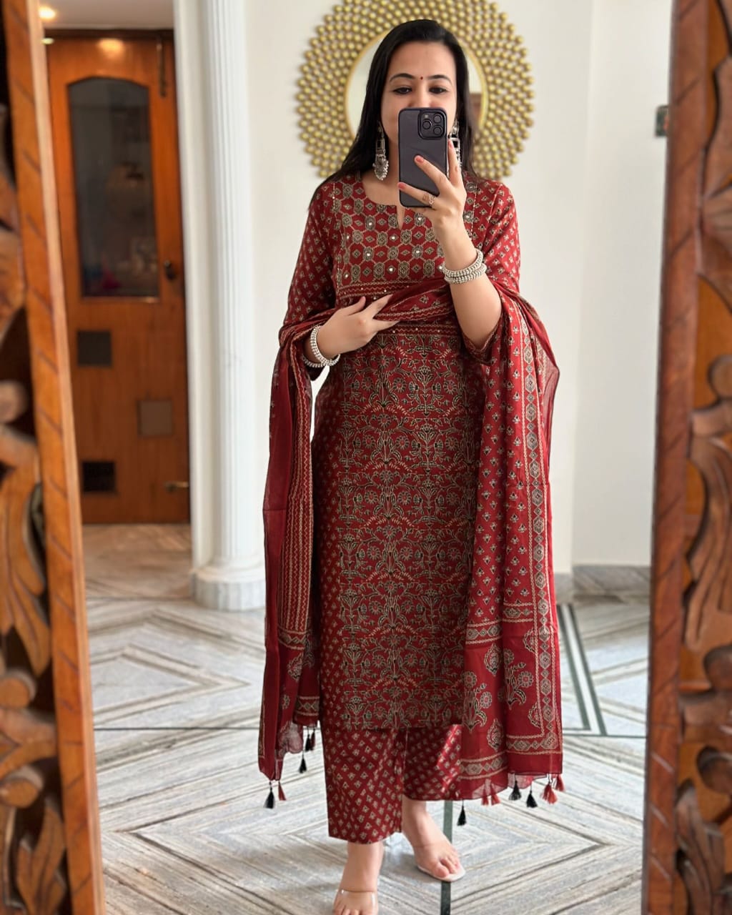 Women Ethnic Motifs Printed Regular Kurta With Trousers And With Dupatta Set