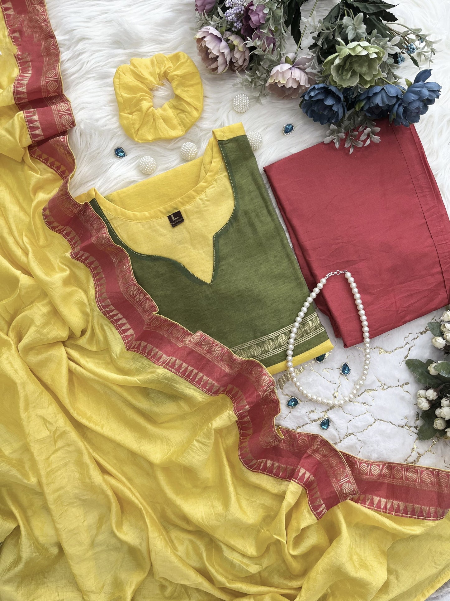 Biba Elegant Kanchi Cotton Suit Set With Jaquard Dupatta For Women